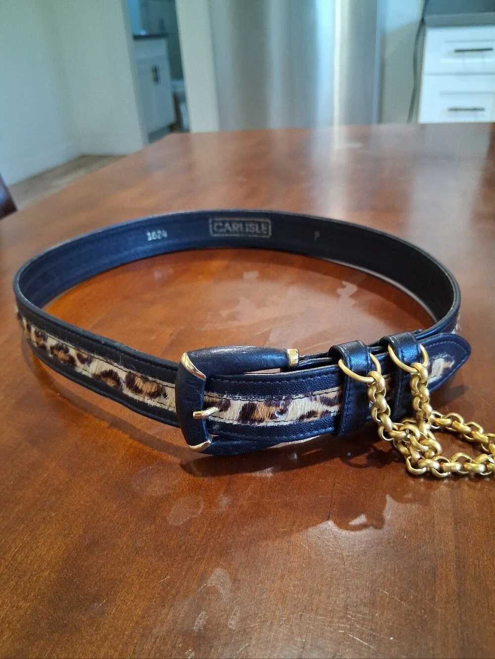 Authentic CARLISLE Leopard Leather Belt